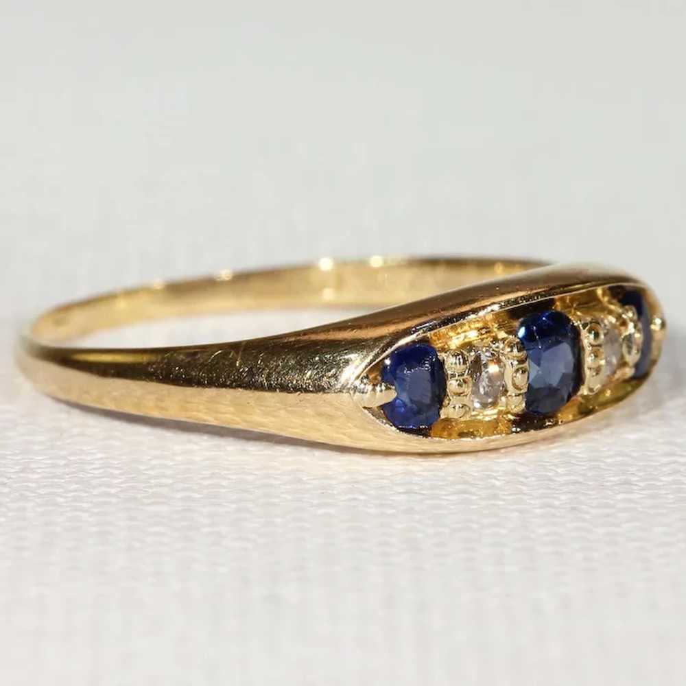 Antique Edwardian Sapphire Diamond Ring in 18k Go… - image 2