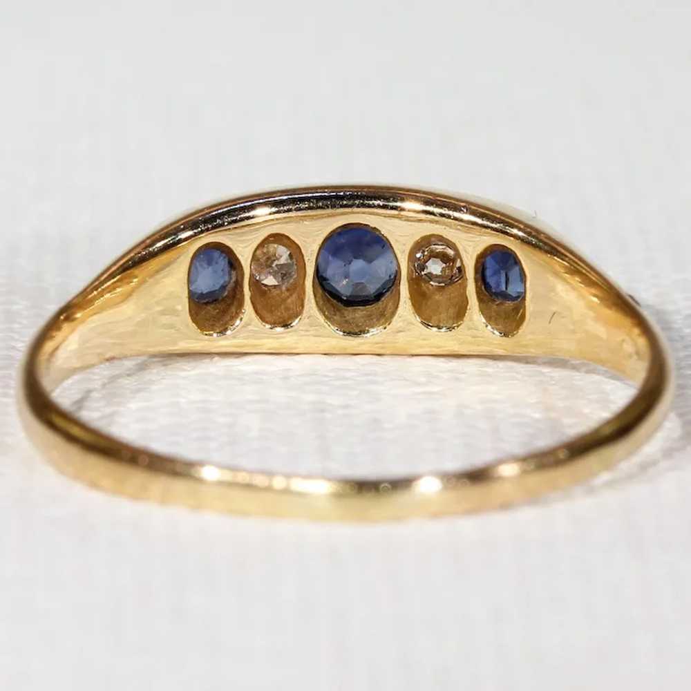 Antique Edwardian Sapphire Diamond Ring in 18k Go… - image 3