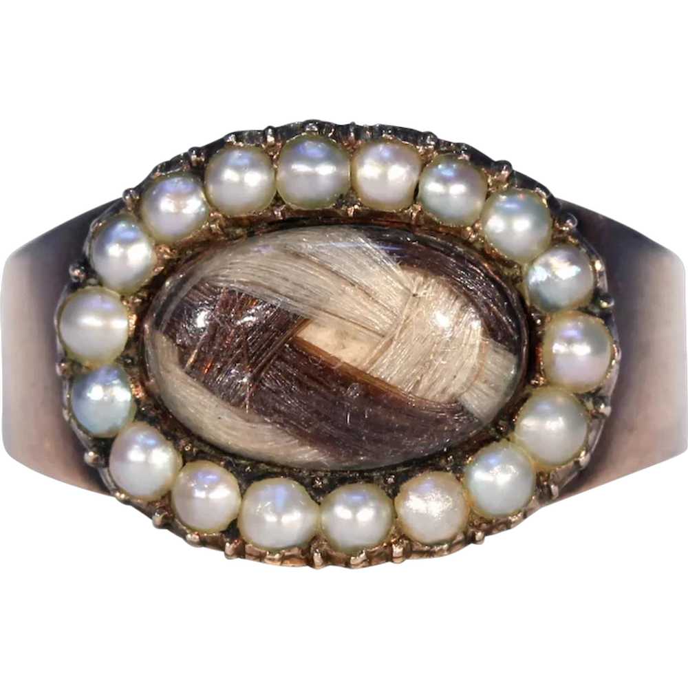 Georgian Pearl Hair Memorial Ring Dated 1801 - image 1