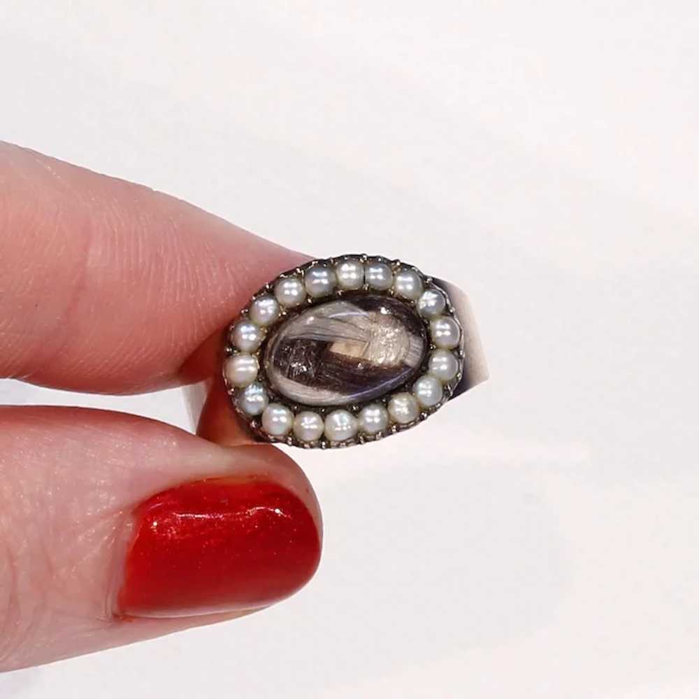 Georgian Pearl Hair Memorial Ring Dated 1801 - image 6