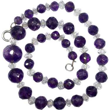 Vintage Art Deco Faceted Genuine Amethyst & Crysta