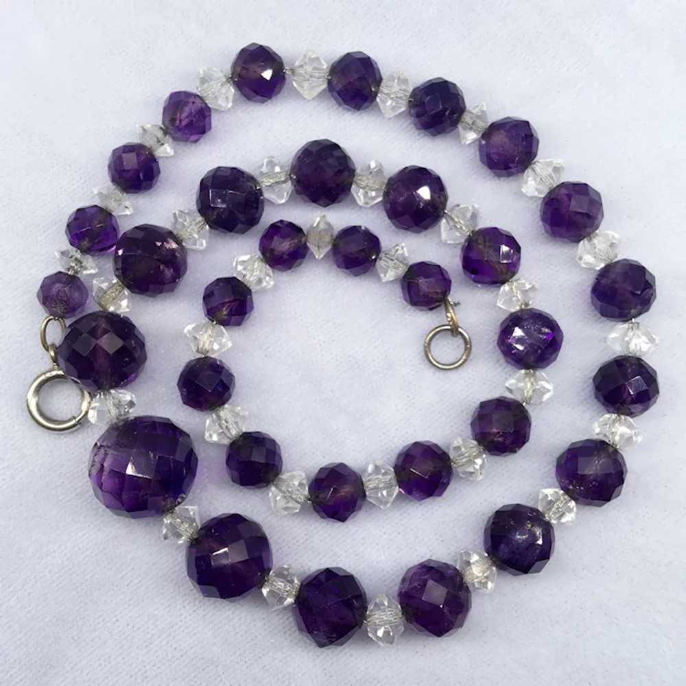 Vintage Art Deco Faceted Genuine Amethyst And Crystal A… Gem