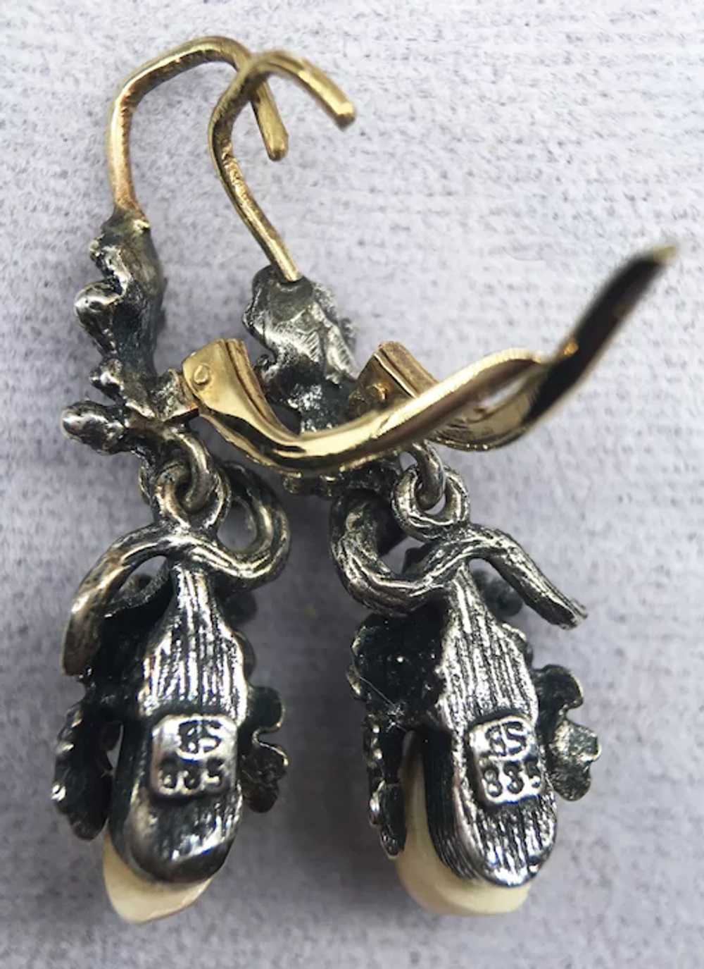 Antique Victorian Stag Tooth Teeth Demi Parure Fe… - image 9