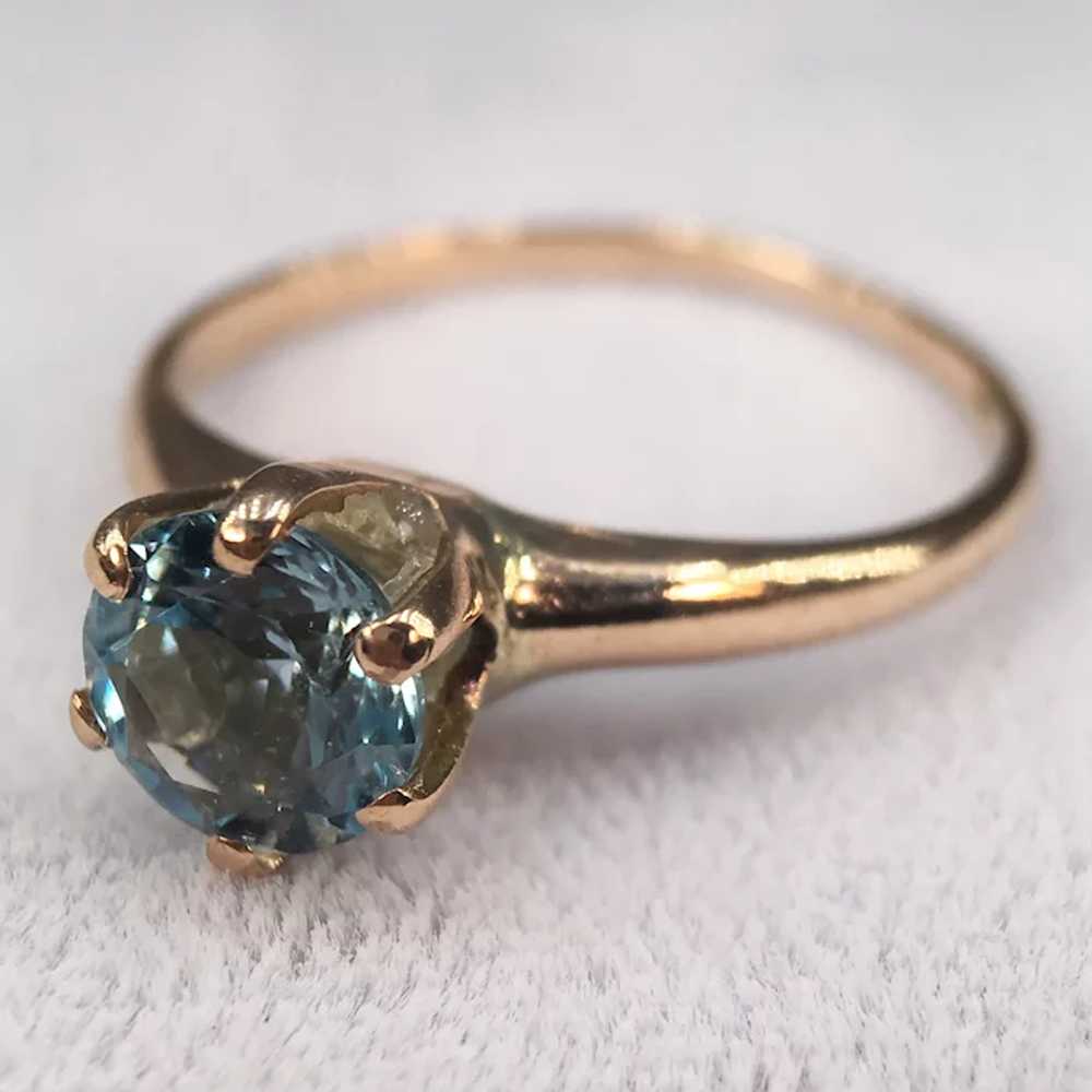 Blue Topaz Solitaire Ring 10k Yellow Gold Victori… - image 11