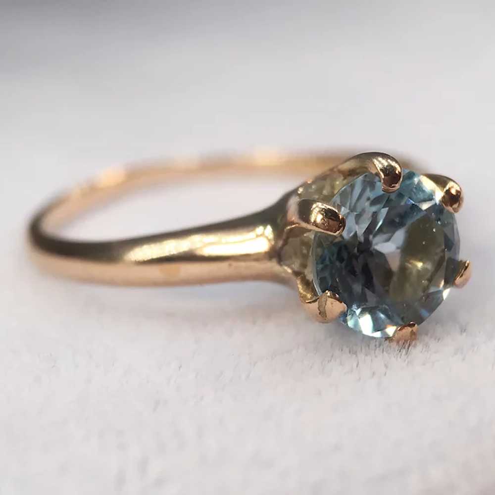 Blue Topaz Solitaire Ring 10k Yellow Gold Victori… - image 12