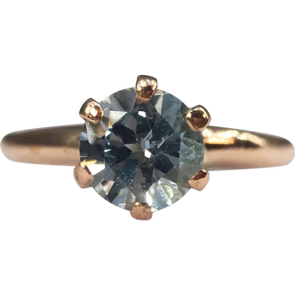 Blue Topaz Solitaire Ring 10k Yellow Gold Victori… - image 1