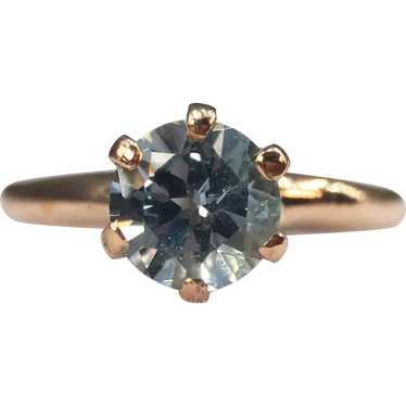 Blue Topaz Solitaire Ring 10k Yellow Gold Victori… - image 1