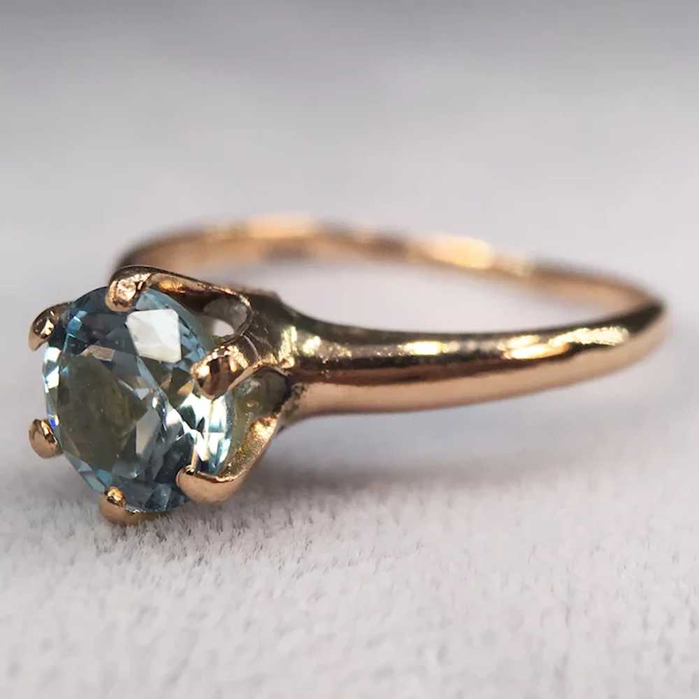 Blue Topaz Solitaire Ring 10k Yellow Gold Victori… - image 5