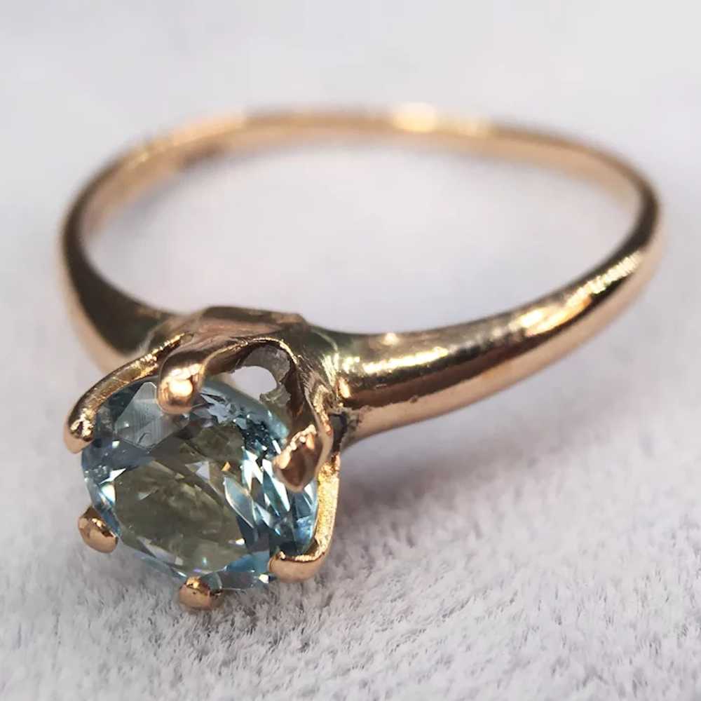 Blue Topaz Solitaire Ring 10k Yellow Gold Victori… - image 6