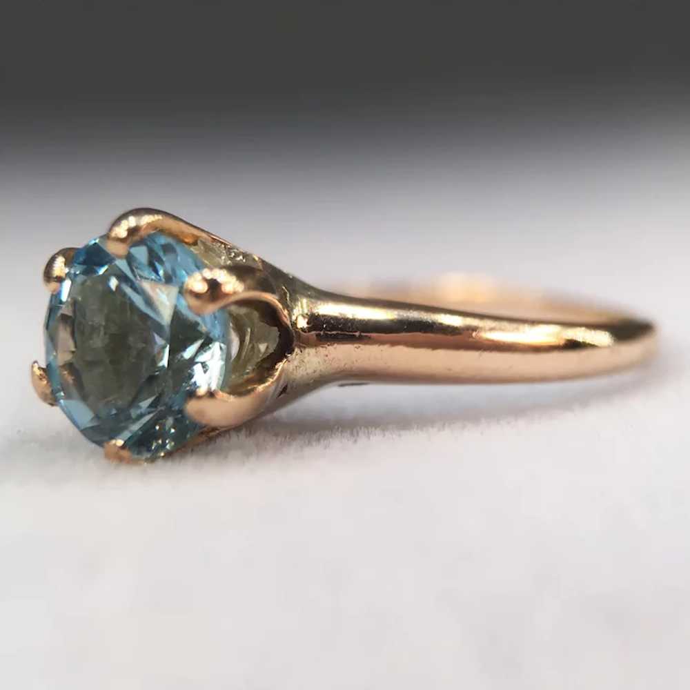 Blue Topaz Solitaire Ring 10k Yellow Gold Victori… - image 9