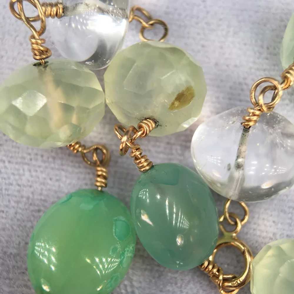 10k Yellow Gold Quartz Crystal Green Stones Beads… - image 12