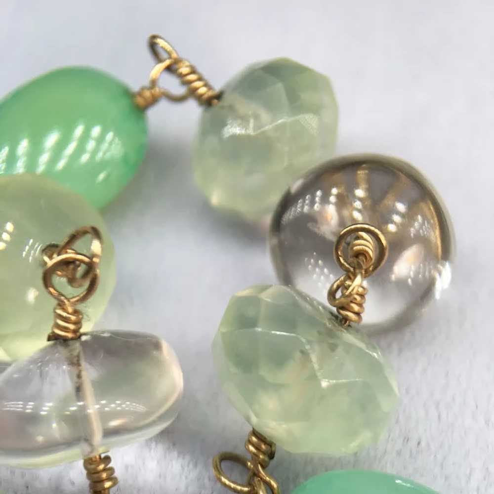 10k Yellow Gold Quartz Crystal Green Stones Beads… - image 6