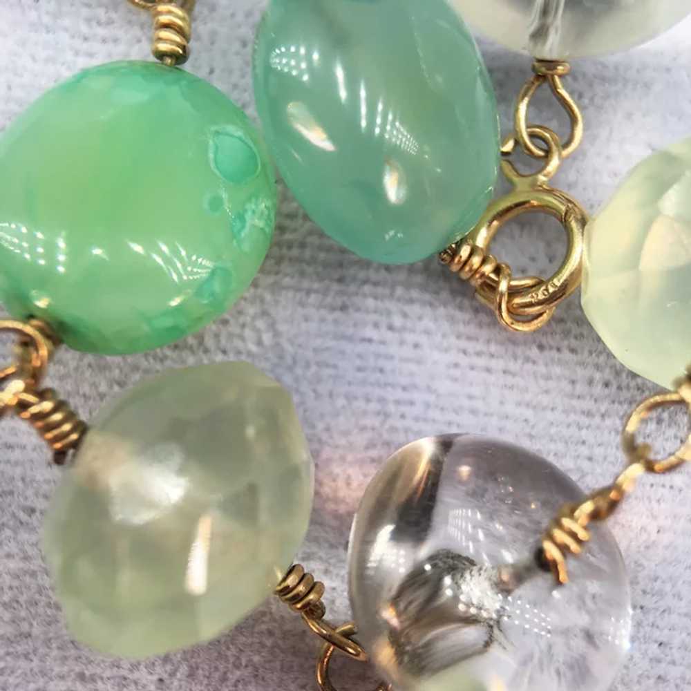 10k Yellow Gold Quartz Crystal Green Stones Beads… - image 7