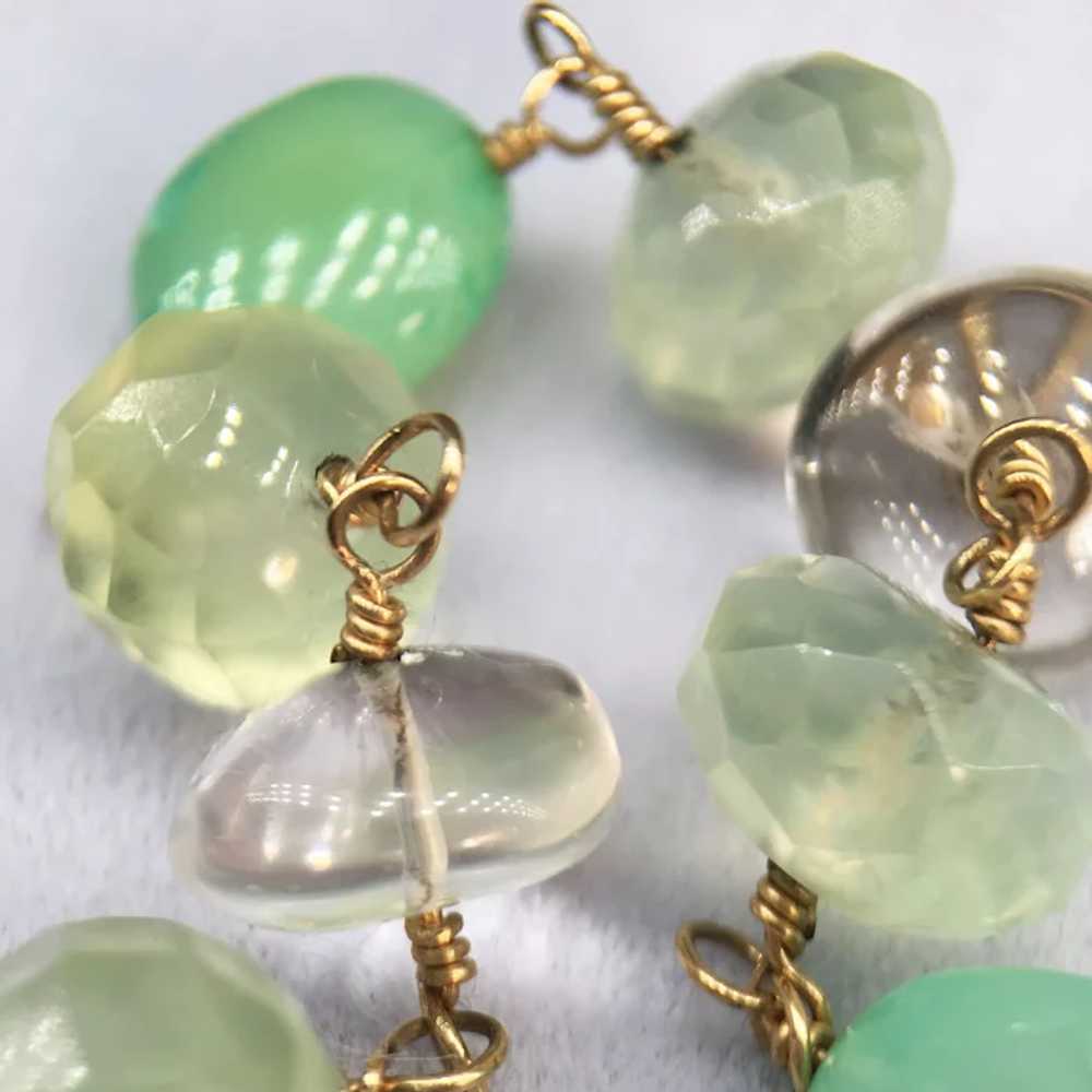 10k Yellow Gold Quartz Crystal Green Stones Beads… - image 8