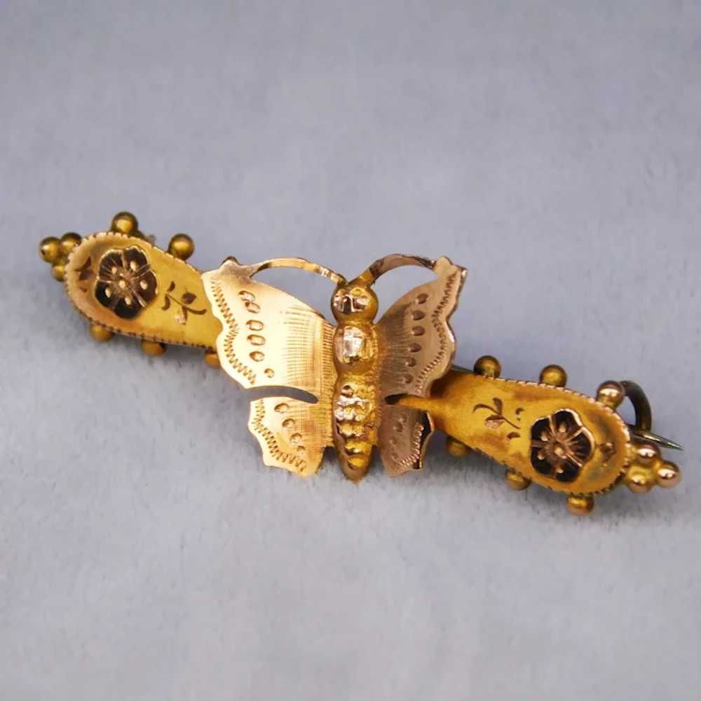 Antique Victorian Aesthetic Movement Butterfly Br… - image 2