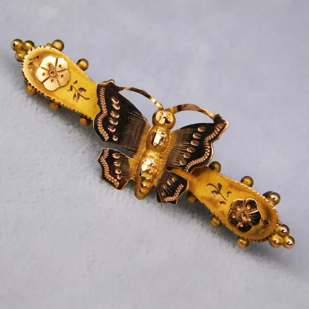 Antique Victorian Aesthetic Movement Butterfly Br… - image 7