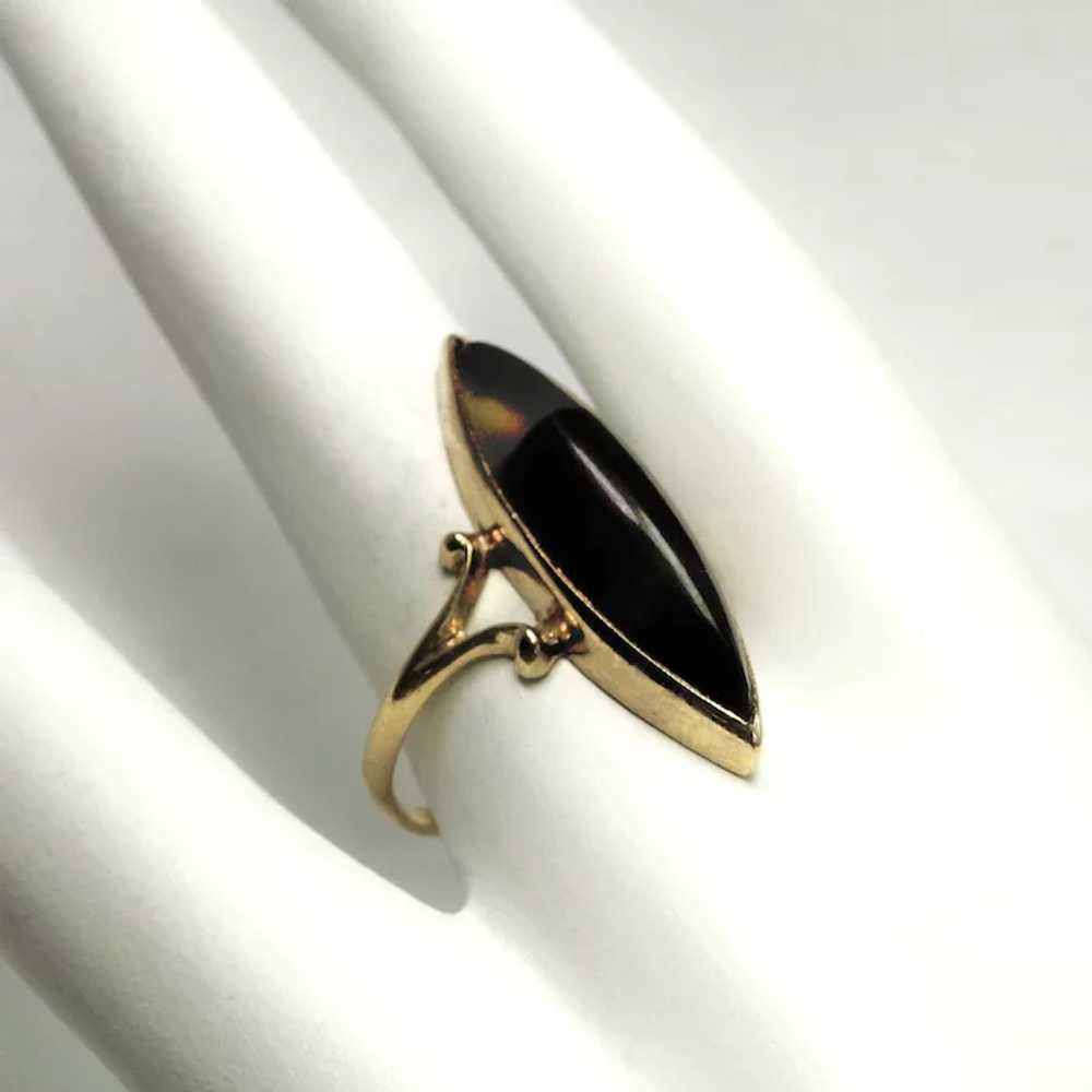 Vintage 10K Scottish Banded Agate Marquise Ring - image 5