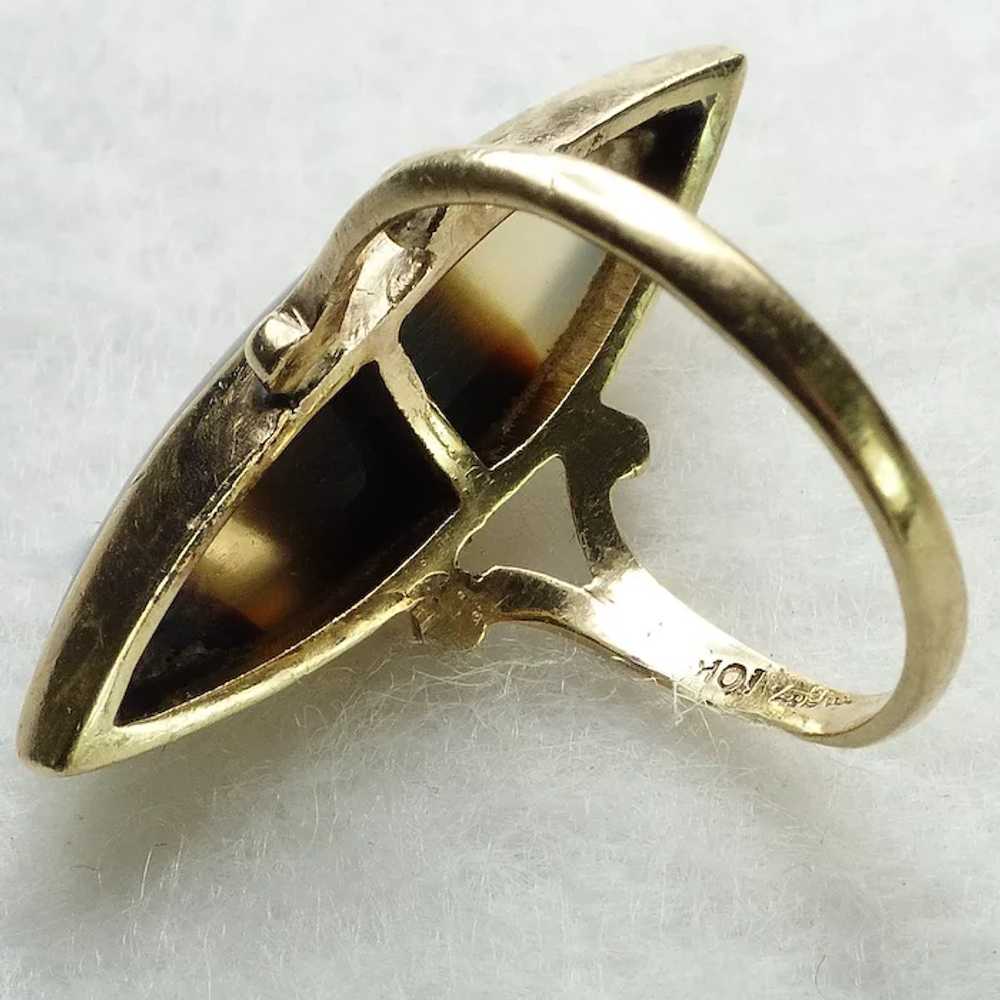 Vintage 10K Scottish Banded Agate Marquise Ring - image 7