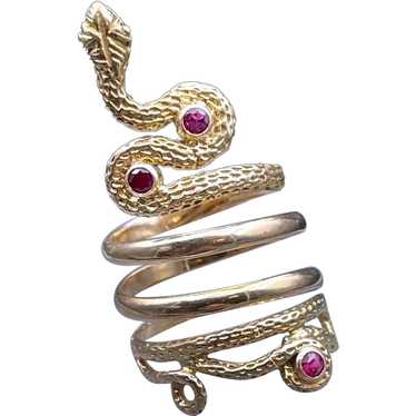 Antique French 18K & Ruby Snake Ring