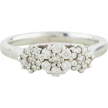 9ct White Gold Triple Cluster Diamond Ring - image 1