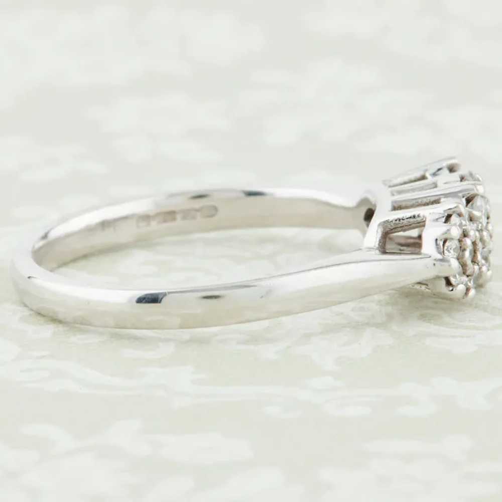 9ct White Gold Triple Cluster Diamond Ring - image 4