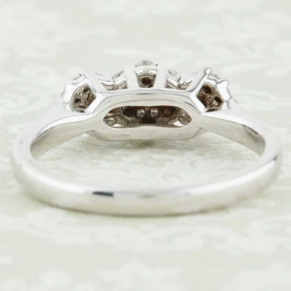 9ct White Gold Triple Cluster Diamond Ring - image 5