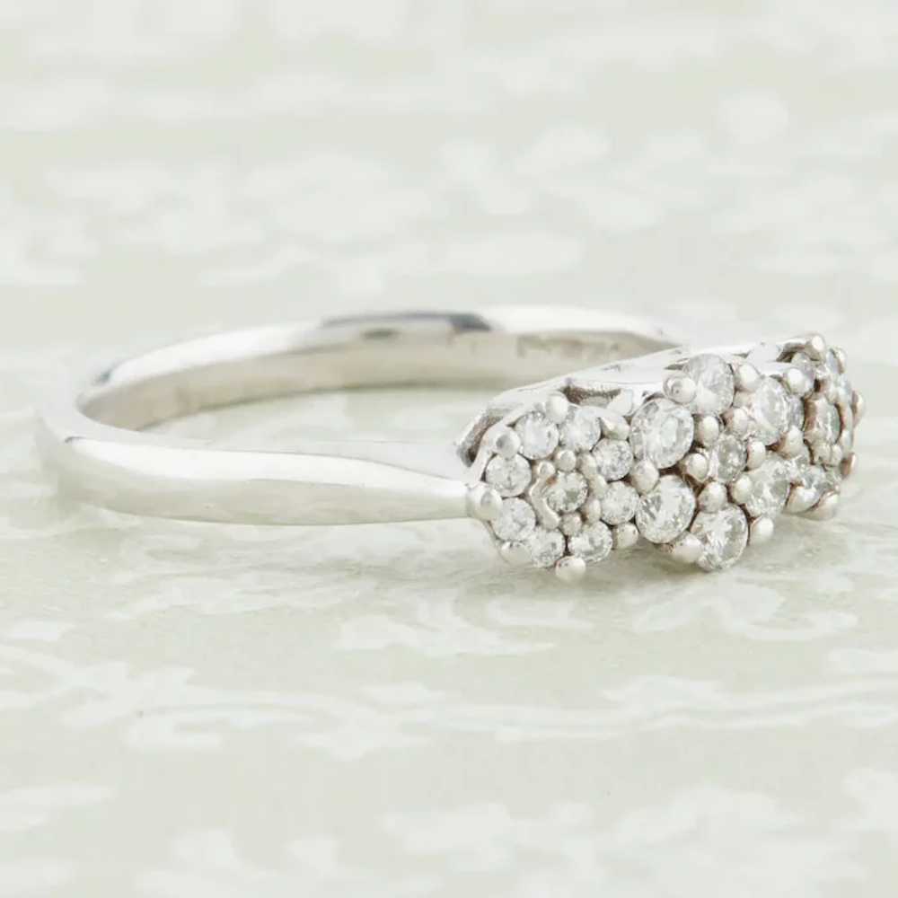 9ct White Gold Triple Cluster Diamond Ring - image 6