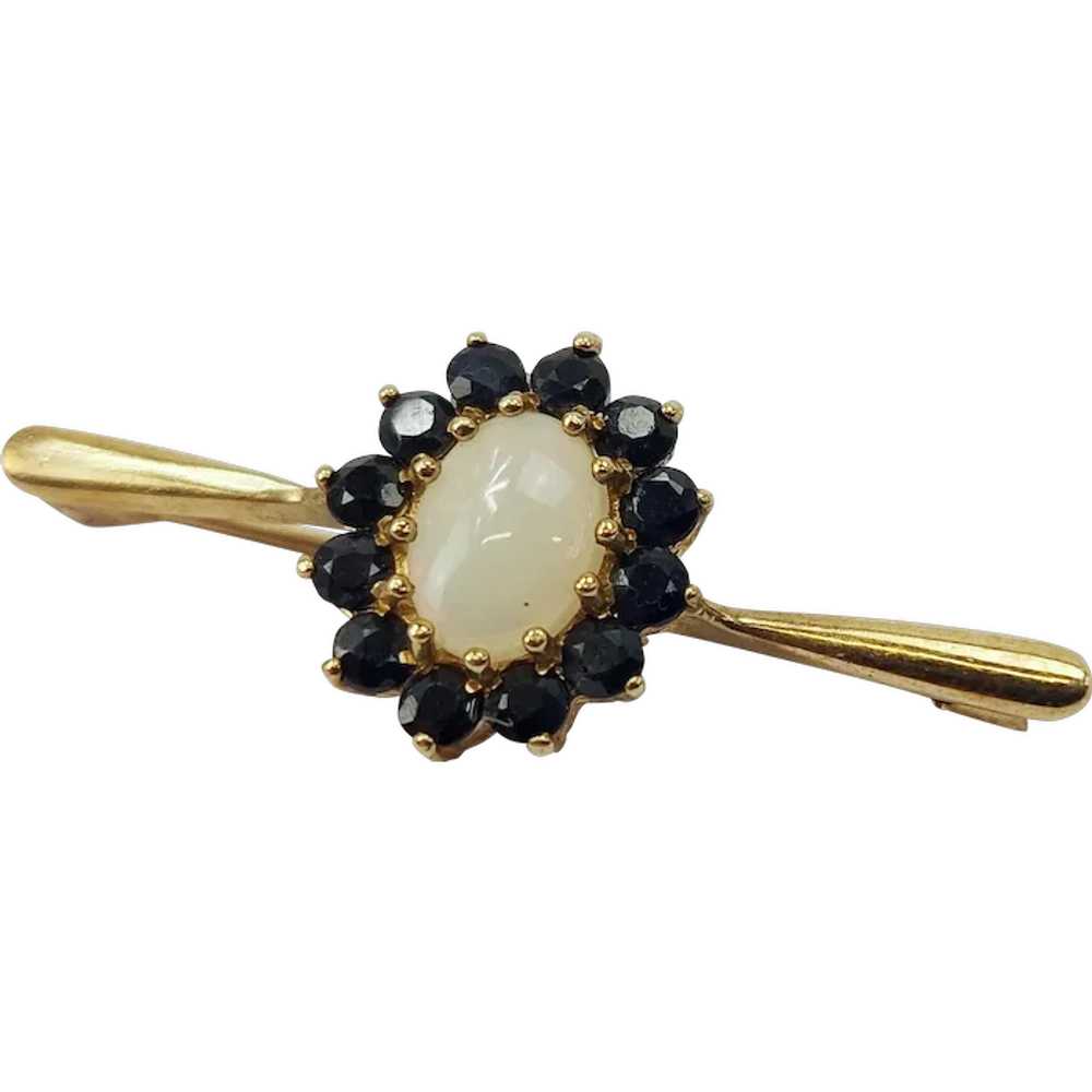 9ct Yellow Gold Sapphire & Opal Brooch - image 1