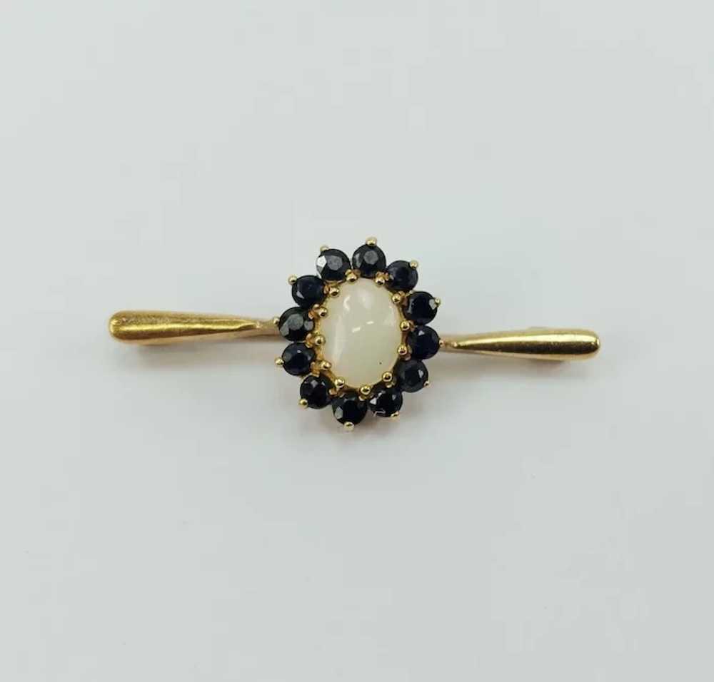 9ct Yellow Gold Sapphire & Opal Brooch - image 2