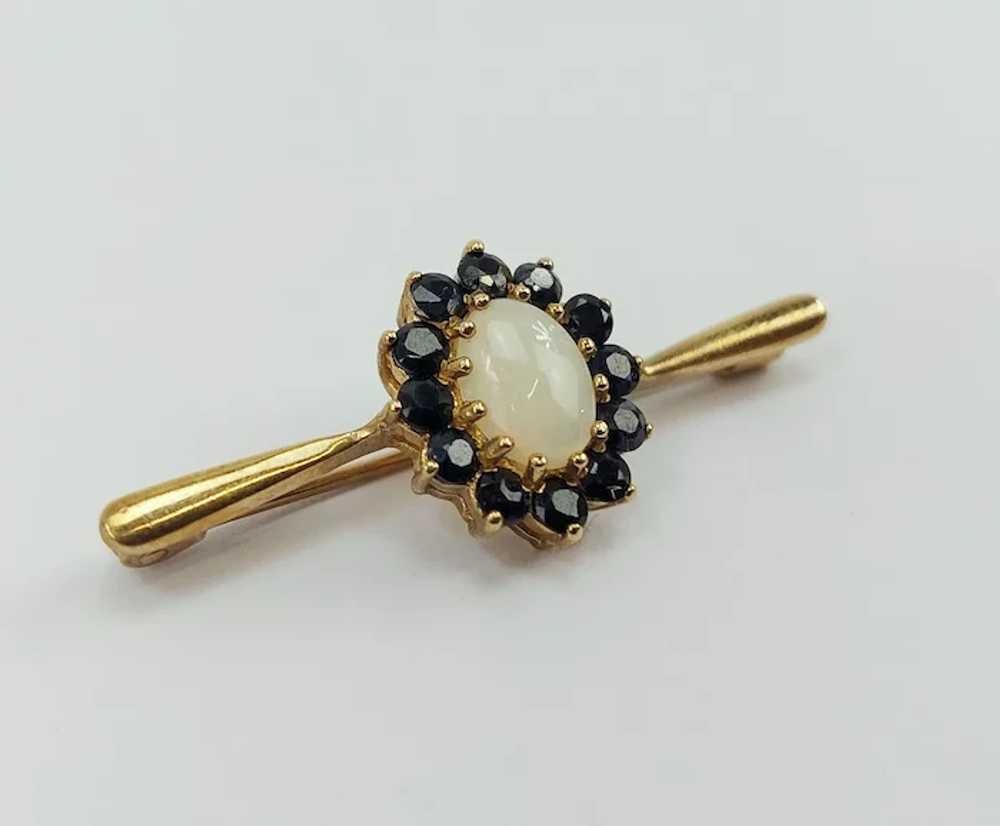 9ct Yellow Gold Sapphire & Opal Brooch - image 3