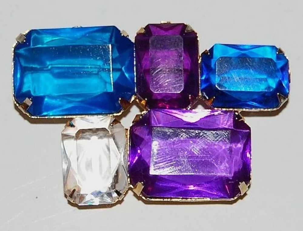 1960s Blue & Purple Lucite Pin/Brooch - image 1