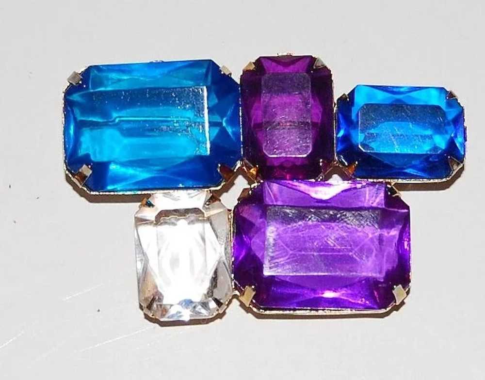 1960s Blue & Purple Lucite Pin/Brooch - image 2
