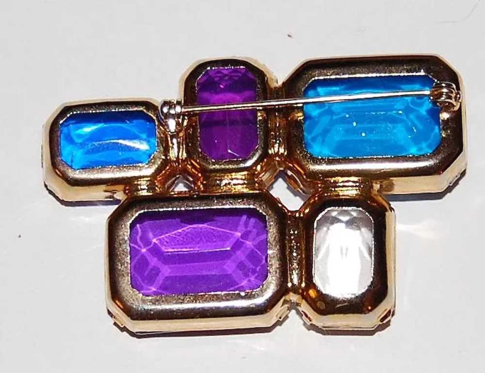 1960s Blue & Purple Lucite Pin/Brooch - image 3