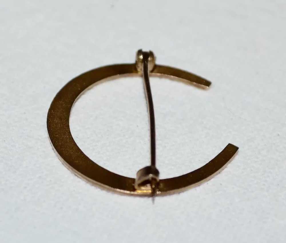 10K Gold Victorian Horseshoe Lucky Brooch/Pin - image 6