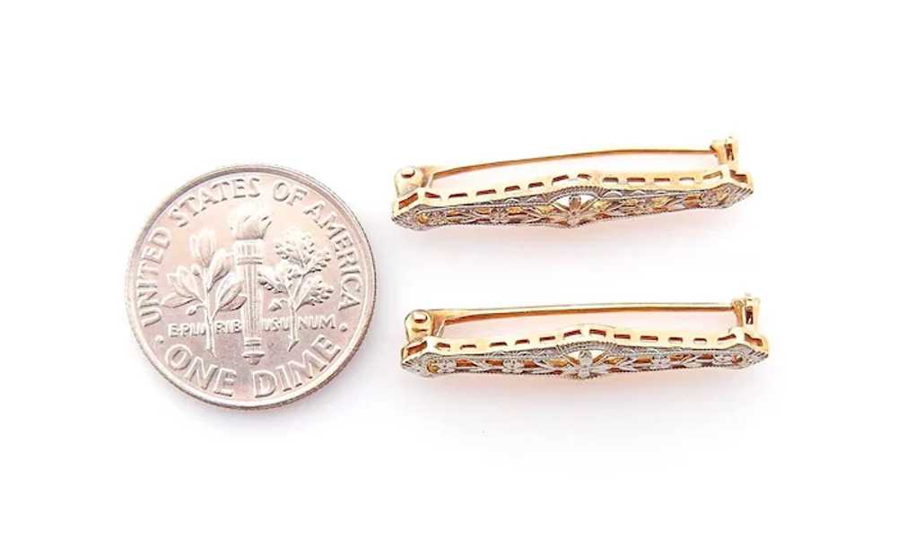14K White and Yellow Gold Petit Floral Pins - Set… - image 4