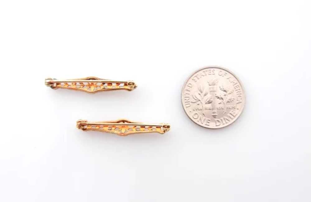 14K White and Yellow Gold Petit Floral Pins - Set… - image 8