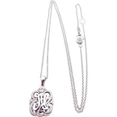 18K White Gold Tacori Monogram Pendant Necklace