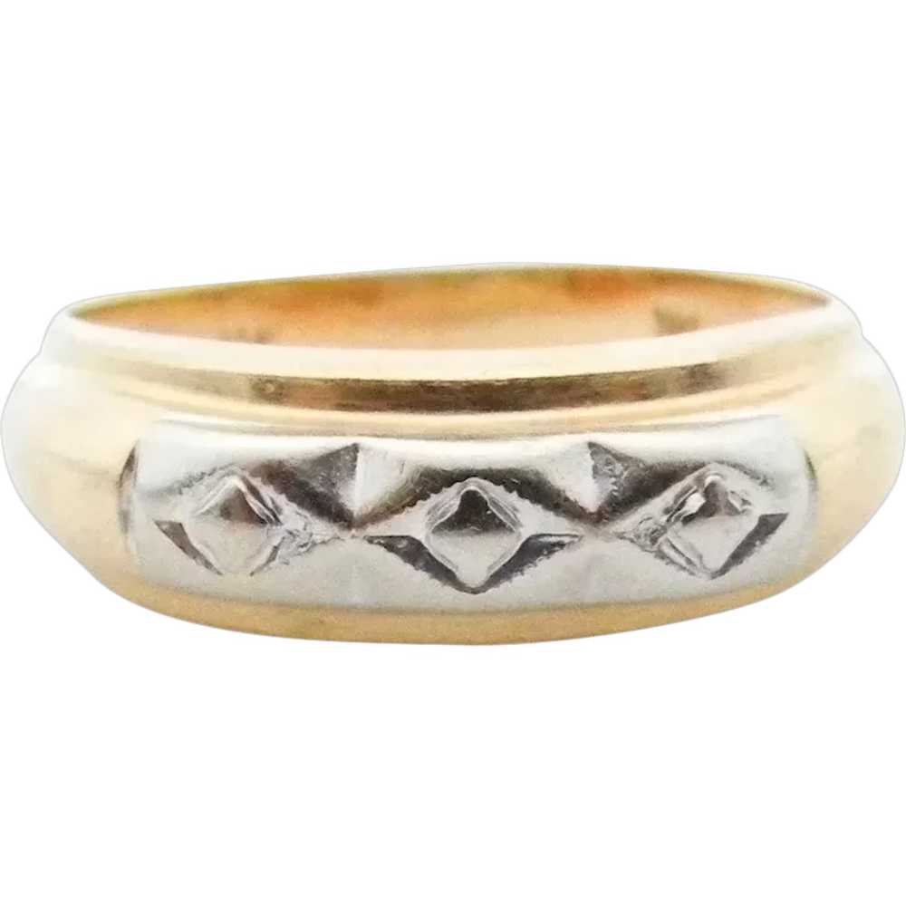 14K Yellow and White Gold Wide Band - Size 9.5 - image 1