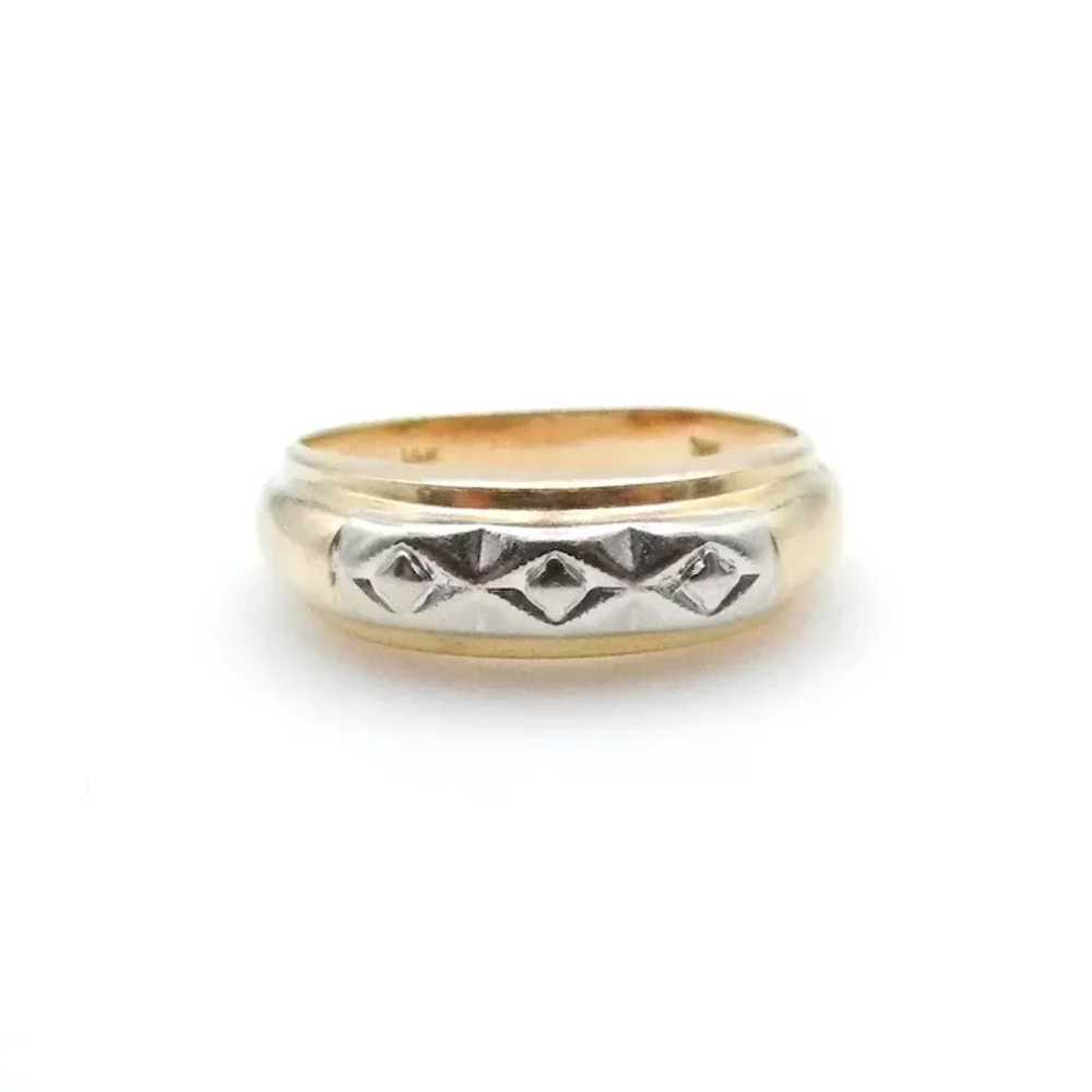 14K Yellow and White Gold Wide Band - Size 9.5 - image 7
