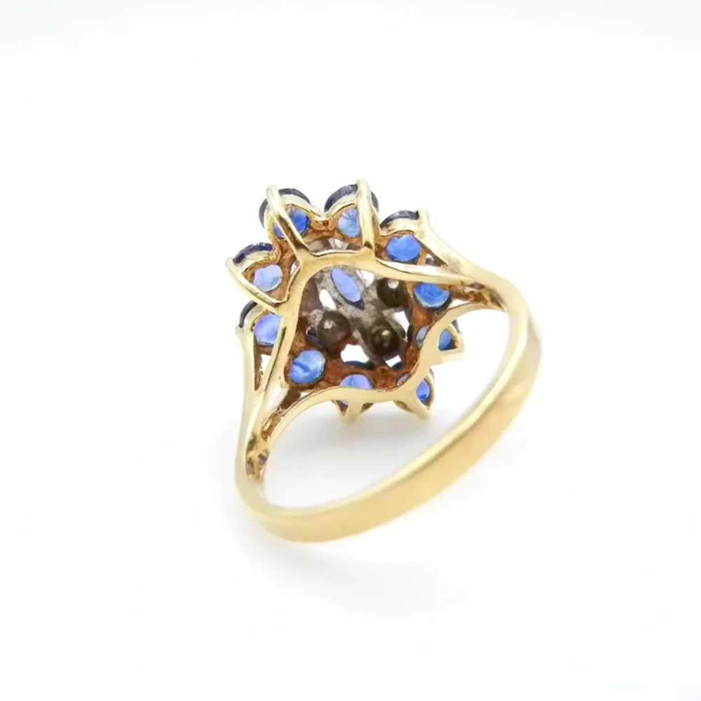 14K Yellow Gold Blue Sapphires and Diamonds Cockt… - image 3