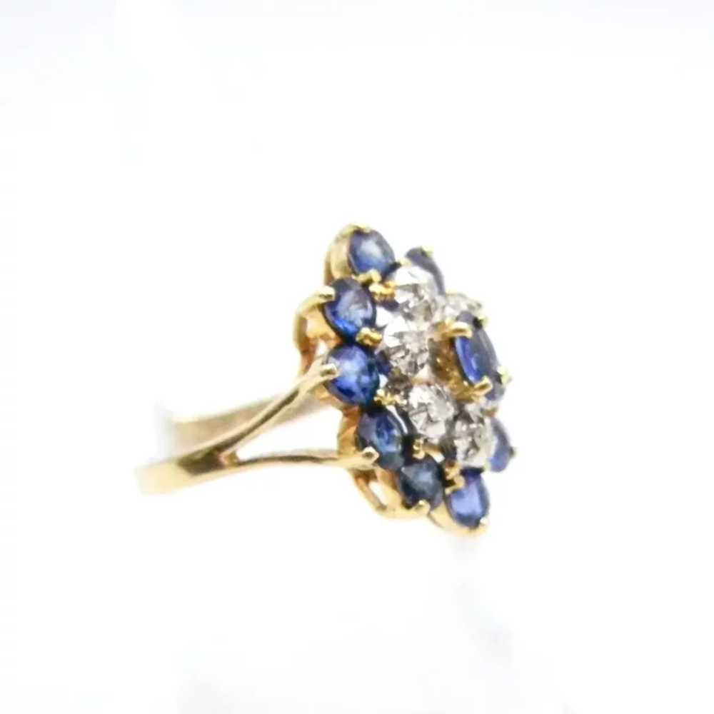 14K Yellow Gold Blue Sapphires and Diamonds Cockt… - image 4