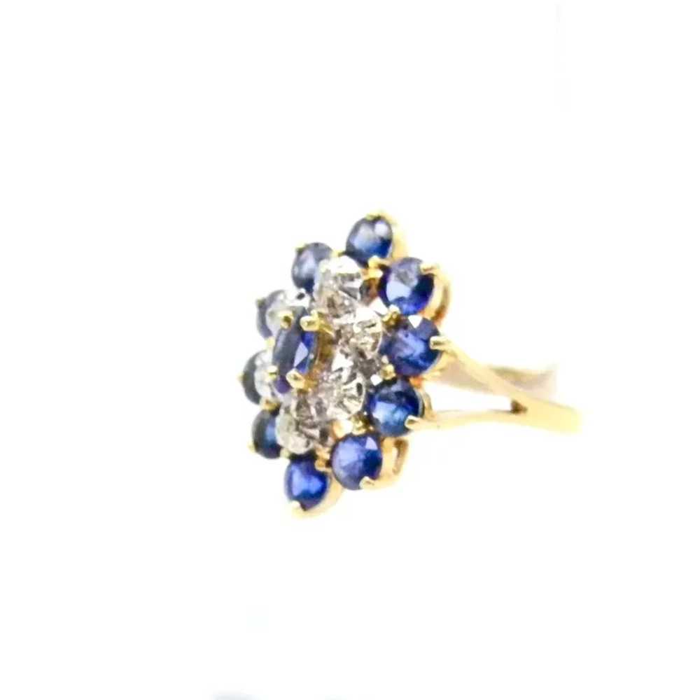 14K Yellow Gold Blue Sapphires and Diamonds Cockt… - image 5