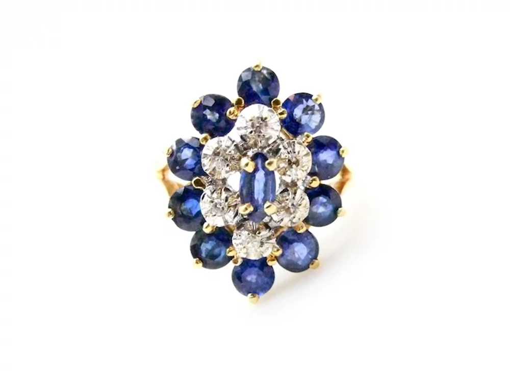 14K Yellow Gold Blue Sapphires and Diamonds Cockt… - image 6
