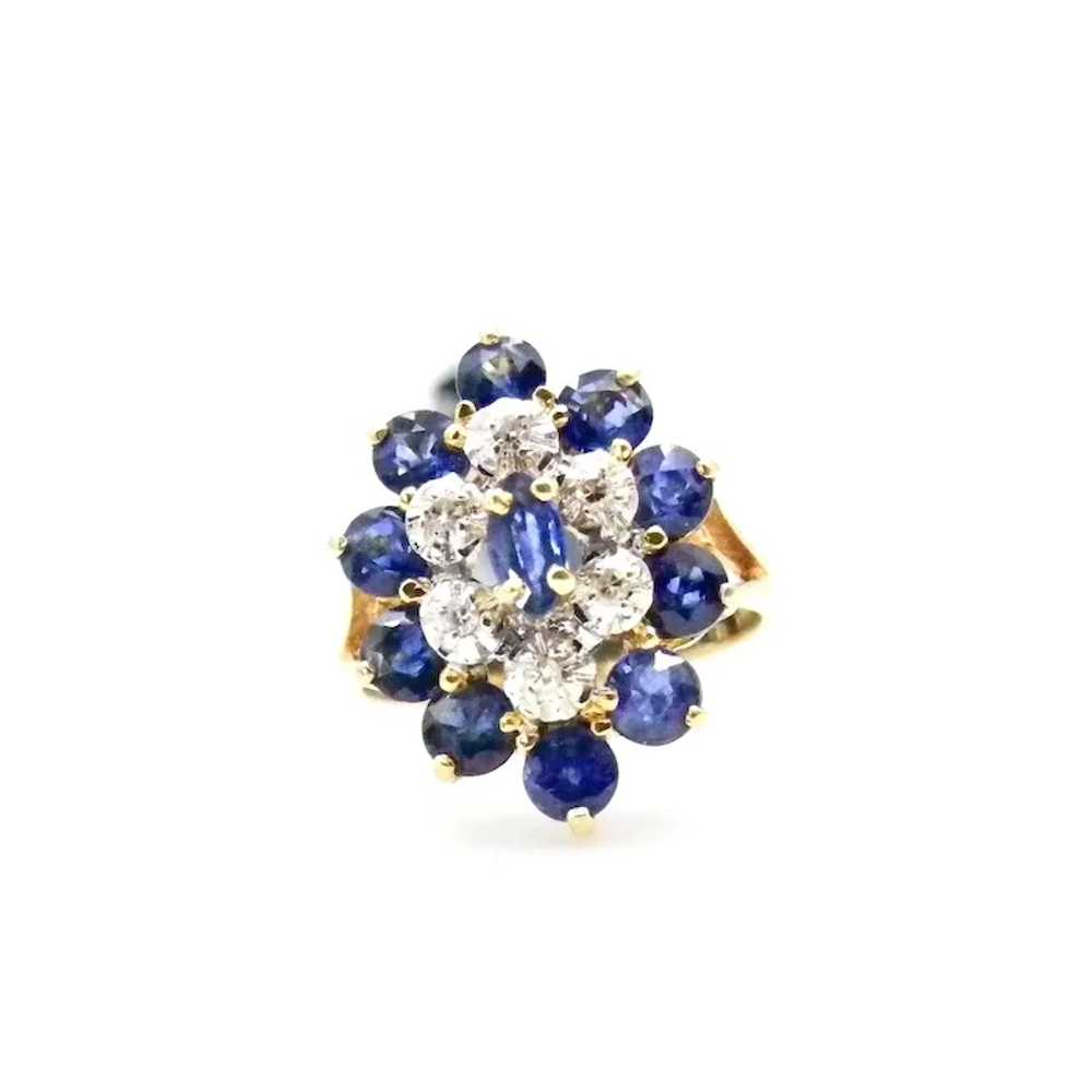 14K Yellow Gold Blue Sapphires and Diamonds Cockt… - image 7