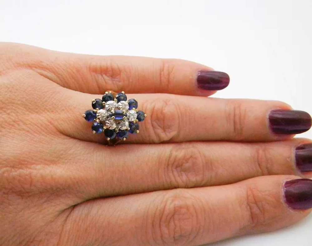 14K Yellow Gold Blue Sapphires and Diamonds Cockt… - image 8