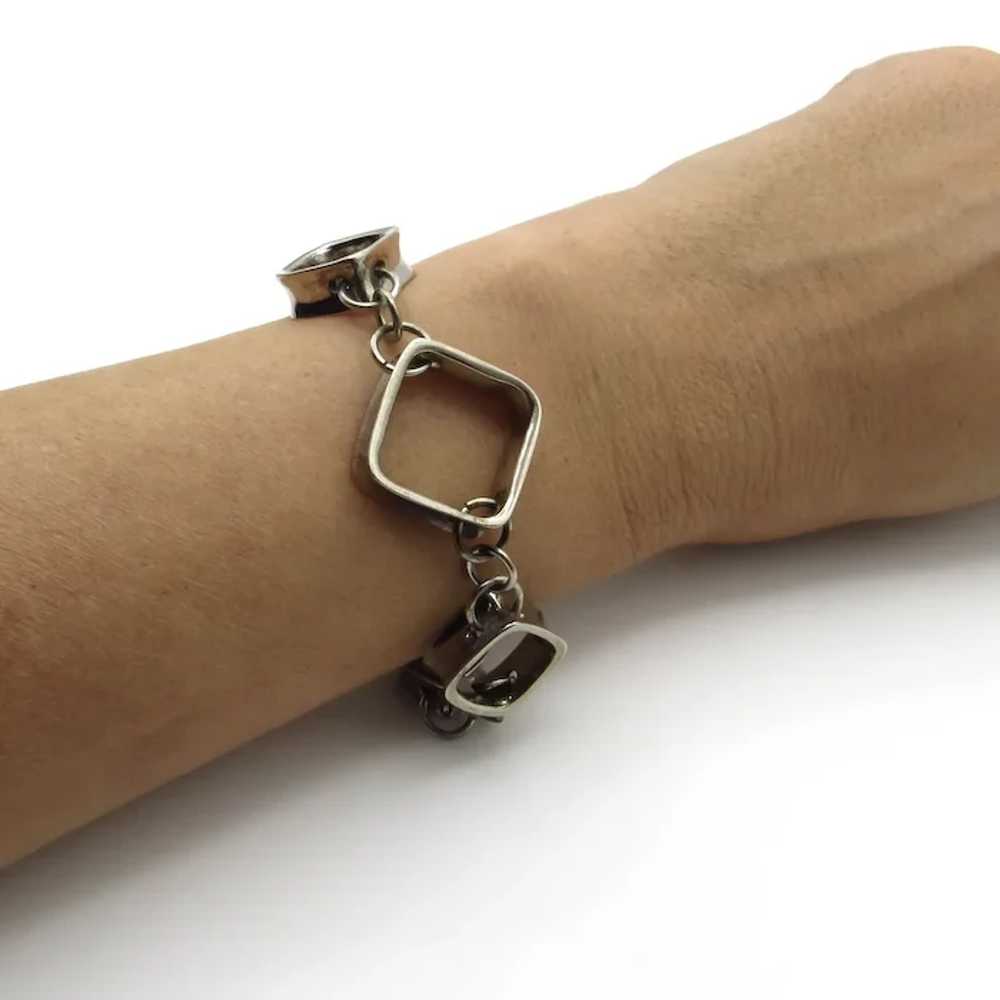 Sterling Silver Open Square Link Chain Bracelet -… - image 10