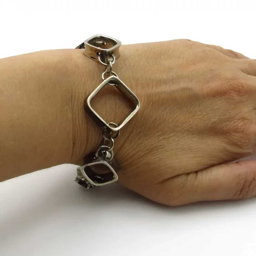 Sterling Silver Open Square Link Chain Bracelet -… - image 11