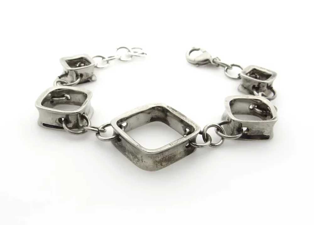 Sterling Silver Open Square Link Chain Bracelet -… - image 3