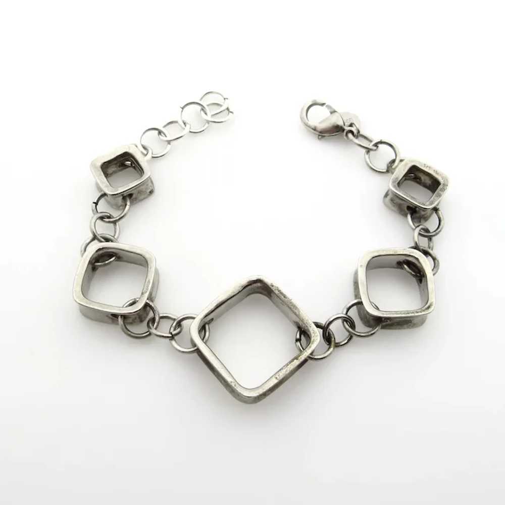 Sterling Silver Open Square Link Chain Bracelet -… - image 4