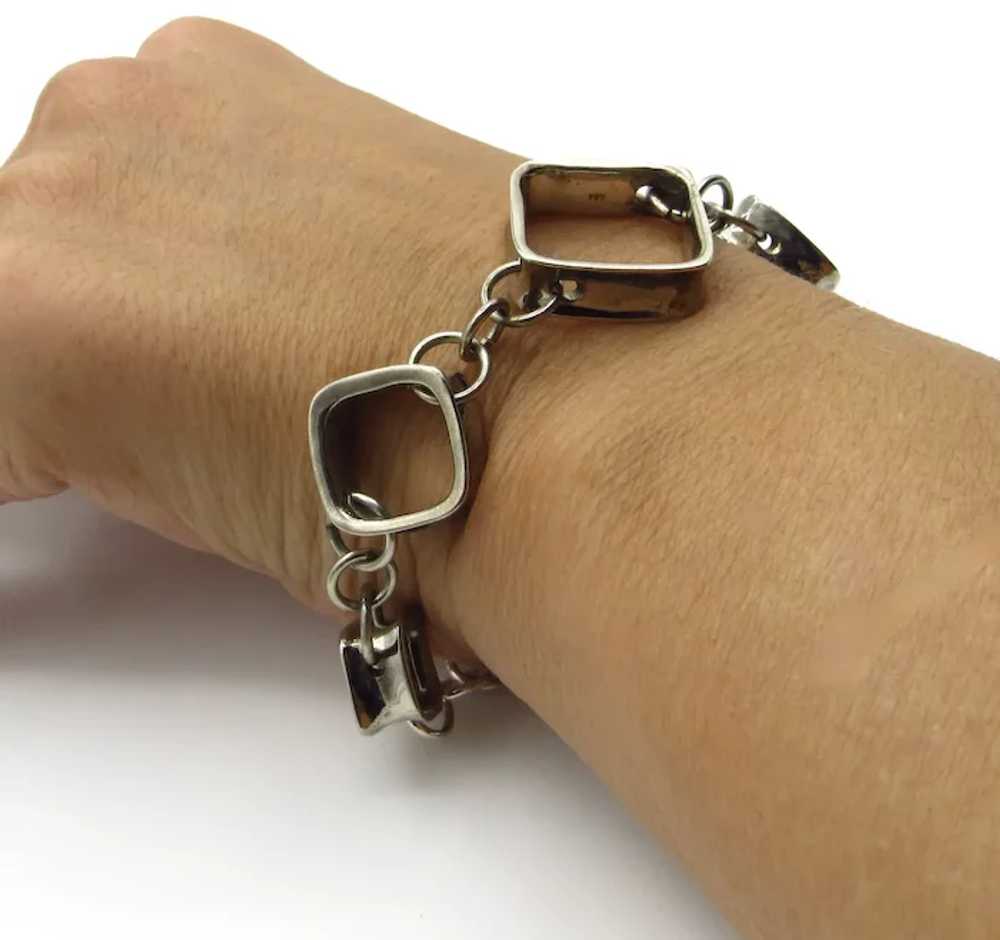 Sterling Silver Open Square Link Chain Bracelet -… - image 5